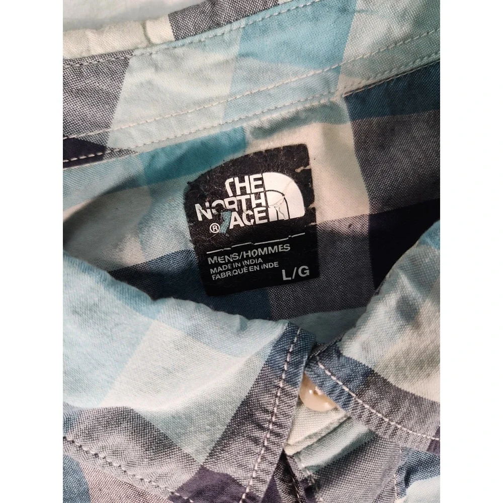 The North Face Shirt Mens Large Blue Plaid Top Collared Button Outdoor Casual L